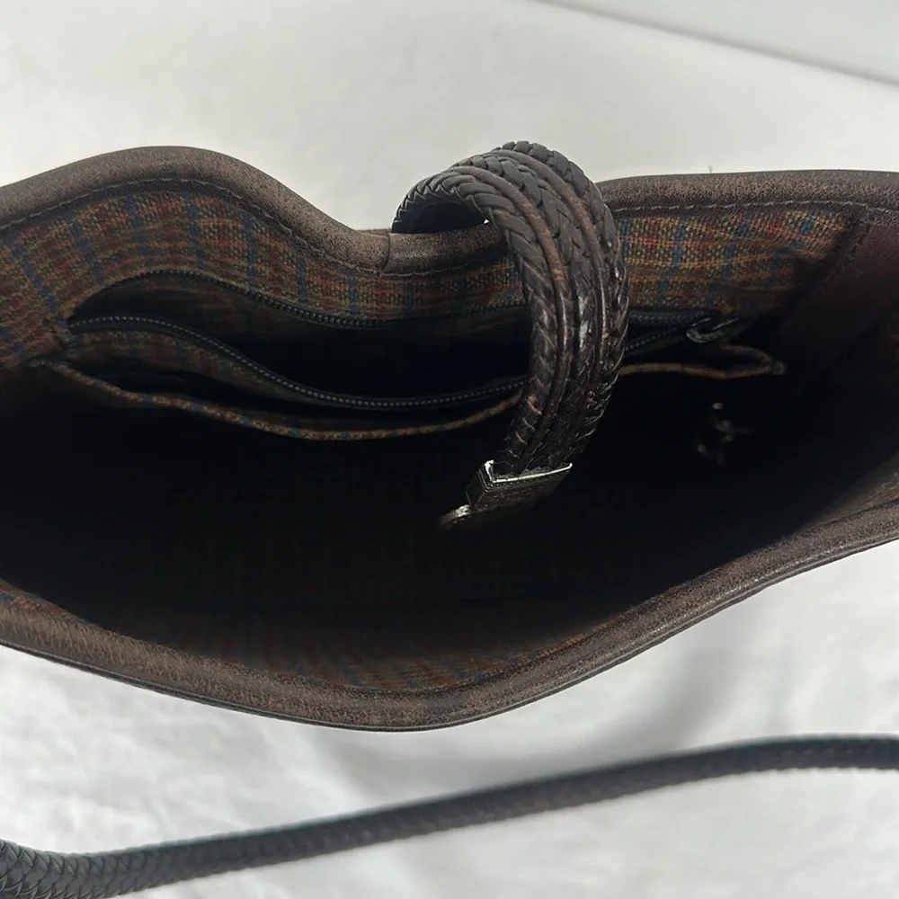 Brighton Black and Brown Pebbled Leather Shoulder Bag - Picture 9 of 10